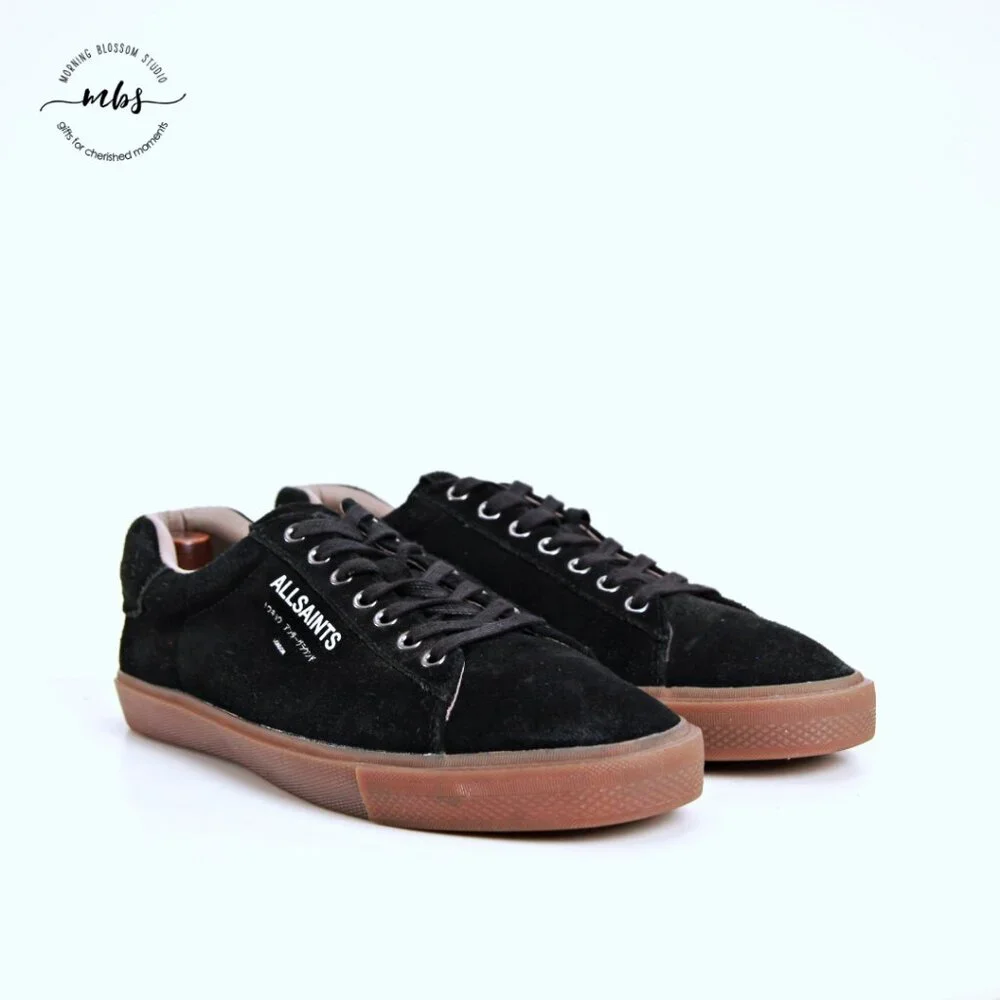 All Saints Underground Suede Low Top‎ Sneakers Black Men 11